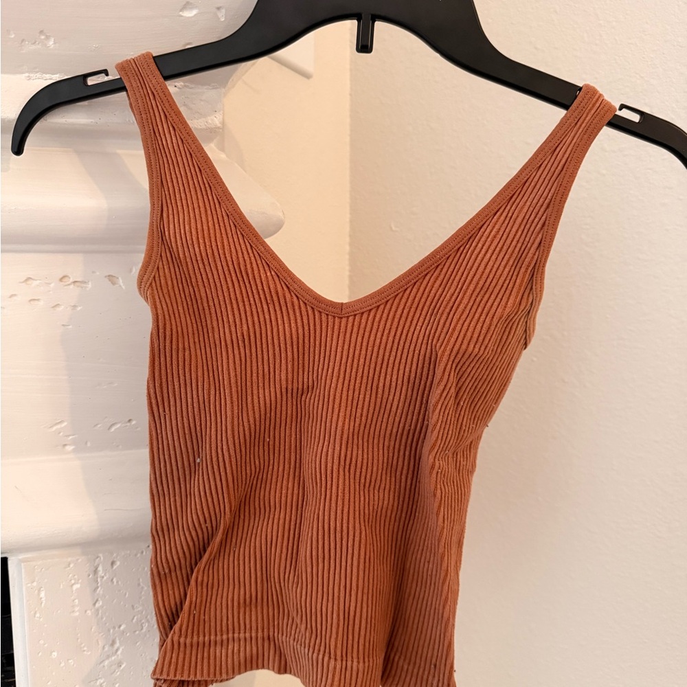 Aura Rust Ribbed Tank Top